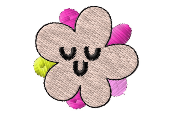 Cartoon Flower Embroidery Design for Apparel