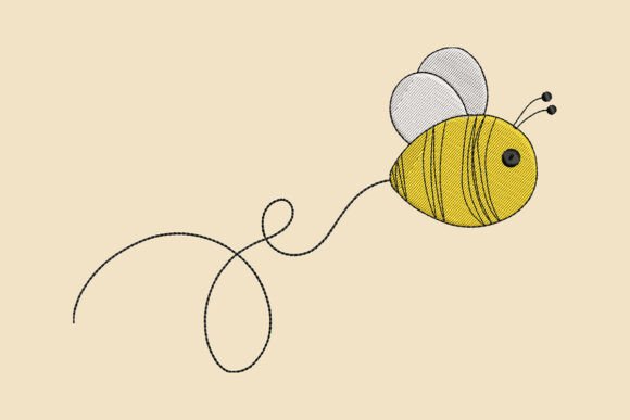 Flying Bee Embroidery Design for Boutique Apparel